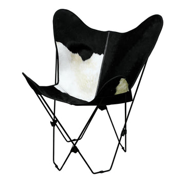 Genuine Leather Butterfly Chair Folding Lounge Modern Sling Accent Seat